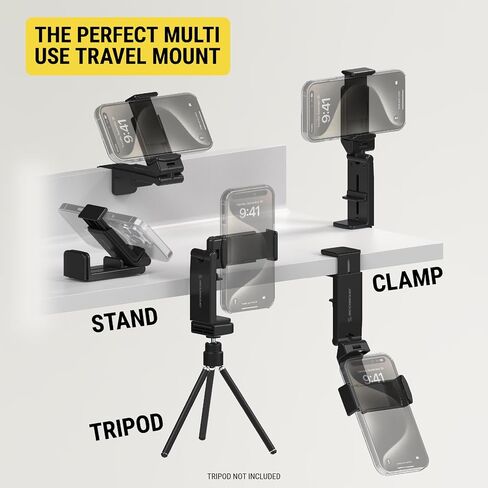 Scosche SUHTRVL-SP1 Universal in Flight Airplane Phone Holder Mount, Plane Travel Essentials for Flying with Kids, Cell Phone Stand for Desk, Tray Table Compatible with Apple iPhone, Galaxy and More in Saudi Arabia