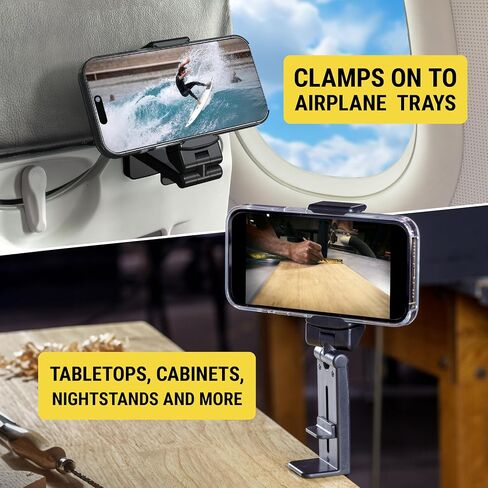 Scosche SUHTRVL-SP1 Universal in Flight Airplane Phone Holder Mount, Plane Travel Essentials for Flying with Kids, Cell Phone Stand for Desk, Tray Table Compatible with Apple iPhone, Galaxy and More in Saudi Arabia