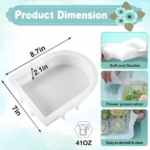 Resin Molds Silicone,Epoxy Resin Casting Craft Mold for Flower Preservation Bookends DIY Art (Large, Hexagon+Heart+Square) in Kuwait