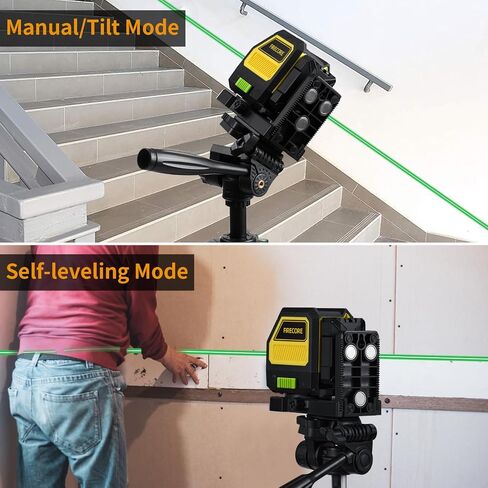 Firecore Professional Green Cross Line Laser, 130ft Self-Leveling Laser Level with Horizontal and Vertical Lines, IP54 Rating Manual Pulse Mode, 360° Magnetic Pivoting Base and Battery Included in Saudi Arabia