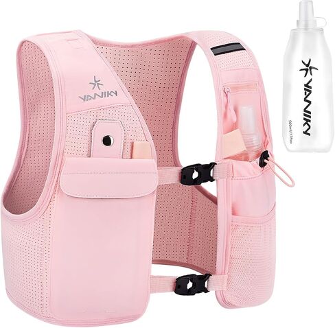 Running Vest for Women Men, Lightweight Breathable Hydration Vest with 500ml Soft Flask, Adjustable Reflective Running Vest with Pockets for Trail Running Hiking in Saudi Arabia