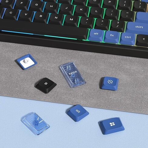 dagaladoo Low Profile keycap,Double Shot PBT keycaps 60 75 100 Percent,PC Material, Transparent Key Cap,Dark Blue/Blue Keyboard caps for Most MX Switches Mechanical Keyboard（only keycaps） in Kuwait