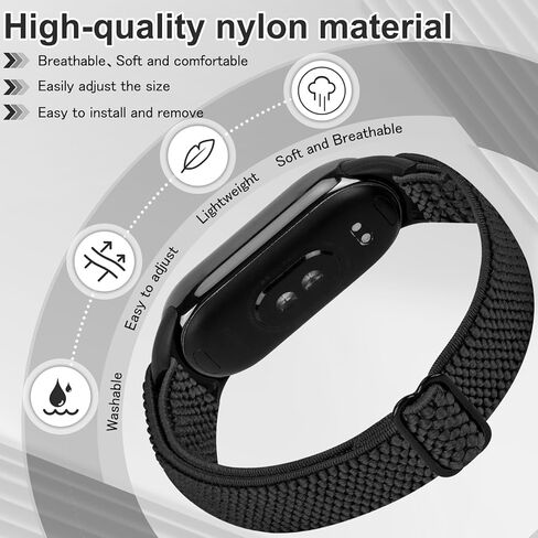 Elastic Band For Xiaomi Smart Band 9/8, Lightweight Solo Loop Nylon Sport Replacement Wriststrap for Women Men in Kuwait
