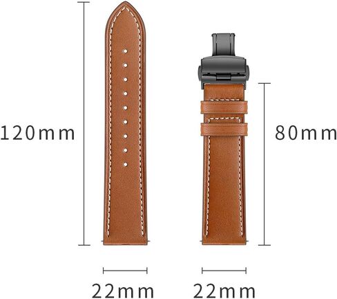 Compatible for Samsung Galaxy Watch 3 45mm Band Leather, 22mm Quick Release Watch Band Sport Wristband Stainless Steel Butterfly Buckle Bracelet Replacement Band for Galaxy Watch 46mm/Gear S3 in Saudi Arabia