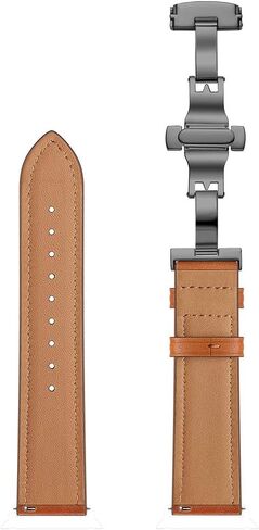 Compatible for Samsung Galaxy Watch 3 45mm Band Leather, 22mm Quick Release Watch Band Sport Wristband Stainless Steel Butterfly Buckle Bracelet Replacement Band for Galaxy Watch 46mm/Gear S3 in Saudi Arabia