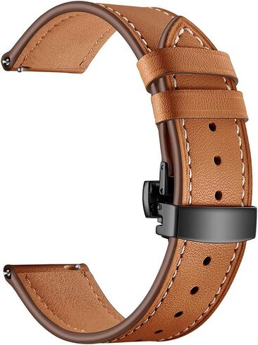 Compatible for Samsung Galaxy Watch 3 45mm Band Leather, 22mm Quick Release Watch Band Sport Wristband Stainless Steel Butterfly Buckle Bracelet Replacement Band for Galaxy Watch 46mm/Gear S3 in Saudi Arabia