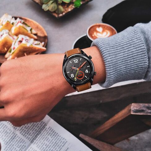 Compatible for Samsung Galaxy Watch 3 45mm Band Leather, 22mm Quick Release Watch Band Sport Wristband Stainless Steel Butterfly Buckle Bracelet Replacement Band for Galaxy Watch 46mm/Gear S3 in Saudi Arabia