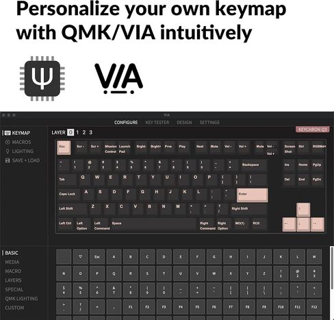 Keychron Q3 TKL Layout Hot-Swappable Wired Custom Mechanical Keyboard Full Aluminum Knob Barebone Version, QMK/VIA Programmable Macro, Double-Gasket DIY Kit Compatible with Mac Windows Linux-Blue in Kuwait