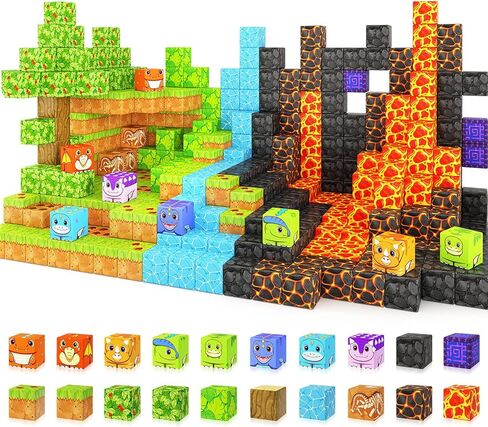 Magnetic Blocks - Build Mine Magnet World Cherry Blossom Set, Magnetic Tiles Building STEM Toys for Boys & Girl Kids Toddler Toys for 3+ Years Old in Saudi Arabia