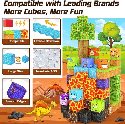 Magnetic Blocks - Build Mine Magnet World Cherry Blossom Set, Magnetic Tiles Building STEM Toys for Boys & Girl Kids Toddler Toys for 3+ Years Old in Saudi Arabia