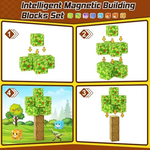 Magnetic Blocks - Build Mine Magnet World Cherry Blossom Set, Magnetic Tiles Building STEM Toys for Boys & Girl Kids Toddler Toys for 3+ Years Old in Saudi Arabia