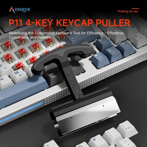 KEMOVE P11 4-Key Keycap Puller - Custom Gaming Mechanical Keyboard Cleaning and Removal Tool, Made with PC and 420 High-Carbon Stainless Steel, Suitable for Standard Layout Keyboards (White) in Kuwait
