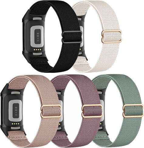 5 Pack Stretchy Watch Bands Compatible with Fitbit Charge 6 Bands/Fitbit Charge 5, Loop Nylon Elastic Fabric Strap for Fitbit Charge 5/6 Women Men in Saudi Arabia