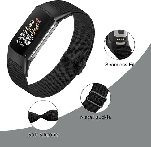 5 Pack Stretchy Watch Bands Compatible with Fitbit Charge 6 Bands/Fitbit Charge 5, Loop Nylon Elastic Fabric Strap for Fitbit Charge 5/6 Women Men in Saudi Arabia