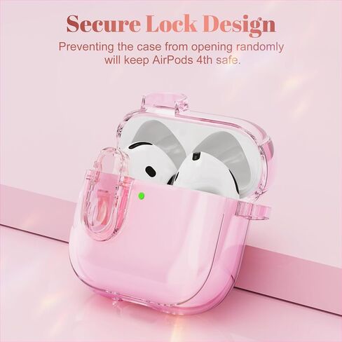 (with Safety Lock) Clear Case Compatible with Airpods 4 Cases 2024 Women, Cute Soft TPU Transparent AirPods 4th Generation Case iPods 4 Earbuds Case Girl Strawberries Keychain for Airpod iPod 4th Gen in Kuwait
