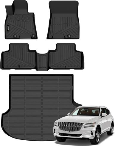 Jenofa-Car Floor Mats & Cargo Liner for Genesis GV70 2022-2025 (NO Electrified GV70) All Weather Floor Mats Set Custom Full Set Floor Liners for 2022-2025 GV70 Accessories Black in Saudi Arabia