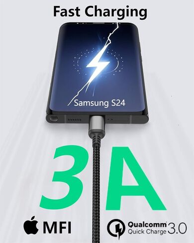2FT USB C Cable for iPhone 16/15 Pro Max, 2-Pack CarPlay USB A to USB C Cable for Car, Braided Short USB to USBC Cable for Samsung Galaxy S24/S23 Google Pixel in Kuwait