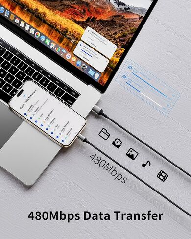 2FT USB C Cable for iPhone 16/15 Pro Max, 2-Pack CarPlay USB A to USB C Cable for Car, Braided Short USB to USBC Cable for Samsung Galaxy S24/S23 Google Pixel in Kuwait