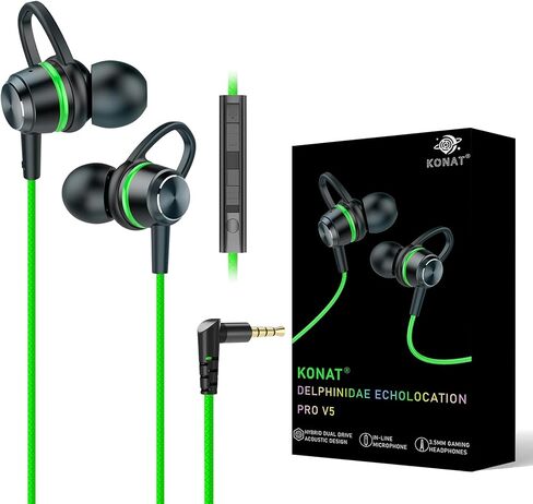 HiFi Wired Earbuds, in-Ear Monitor Buds, Low-Profile 90° Plug, 3.5mm Plug, Built-in Microphone, Multi-Function Button, PC, Mobile (Red) in Kuwait