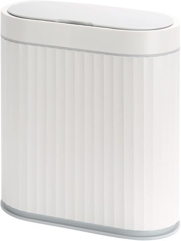 Motion Sensor Trash Can - ELPHECO 9.5 litres Waterproof Motion Sensor Trash Can, 2.5 Gallon Bathroom Trash Can, Garbage Bin for Kitchen and Office Use, White with Golden Trim in Kuwait