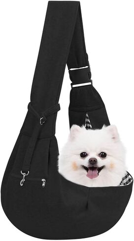 Adjustable Dog Carrier Sling - Hand-Free Dog Carriers for Small Dogs and Cats, Puppy Sling Carrier with Zipper Purse Pocket, Travel Safety Harness, Puppy Essentials(Gray) in Saudi Arabia