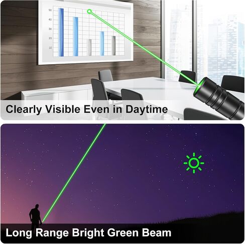 Green Beam Light Flashlight Long Range, USB Rechargeable Tactical Flashlights with Star Cap Adjustable Focus for TV/LED/LCD Screens, Presentations, Astronomy, Camping, Hiking, and Outdoor Use in Kuwait