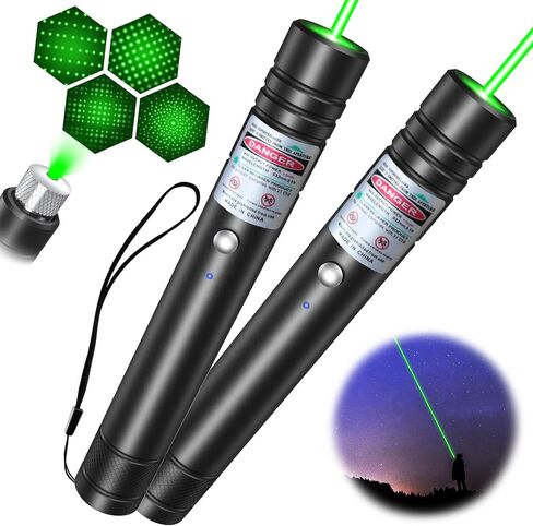 Green Beam Light Flashlight Long Range, USB Rechargeable Tactical Flashlights with Star Cap Adjustable Focus for TV/LED/LCD Screens, Presentations, Astronomy, Camping, Hiking, and Outdoor Use in Kuwait