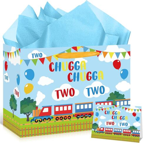 Two Fast Birthday Gift Bags for Baby Boys Large Racing Car 2nd Birthday Party Favor Bags with Tissue Paper and Card Two Birthday Wrapping Paper Goodie Candy Treat Bag for Kids Boys Two Year Old Party in Saudi Arabia