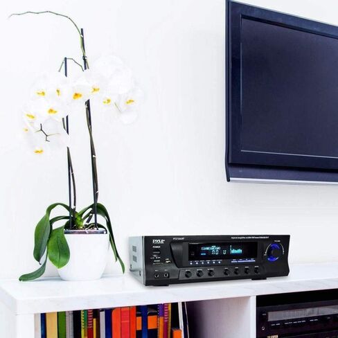 Wireless Bluetooth Audio Power Amplifier - 300W 4 Channel Home Theater Stereo Receiver with USB, AM FM, 2 Mic IN with Echo, RCA, LED, Speaker Selector - For Studio, Home Use - Pyle PT272AUBT in Kuwait