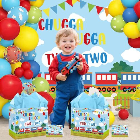Two Fast Birthday Gift Bags for Baby Boys Large Racing Car 2nd Birthday Party Favor Bags with Tissue Paper and Card Two Birthday Wrapping Paper Goodie Candy Treat Bag for Kids Boys Two Year Old Party in Saudi Arabia