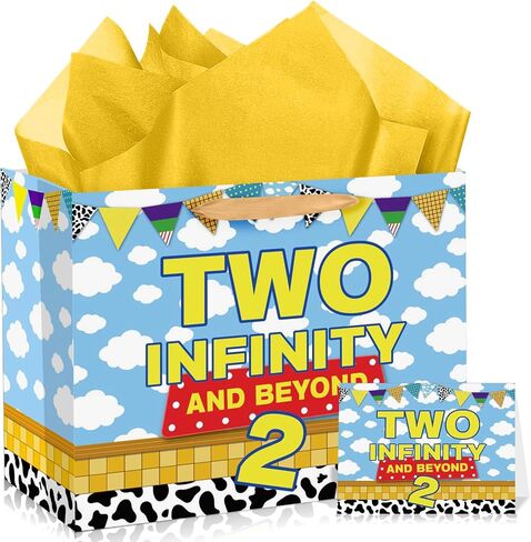 Two Fast Birthday Gift Bags for Baby Boys Large Racing Car 2nd Birthday Party Favor Bags with Tissue Paper and Card Two Birthday Wrapping Paper Goodie Candy Treat Bag for Kids Boys Two Year Old Party in Saudi Arabia