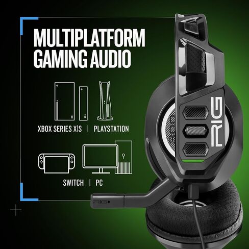 RIG 300 PRO HX Gaming Headset for Xbox Series X|S, Xbox One, PlayStation, PS4, PS5, Nintendo Switch, Switch 2, Mobile & PC with 3.5mm - Flip-Up Mic, 40mm Speakers - Black in Kuwait