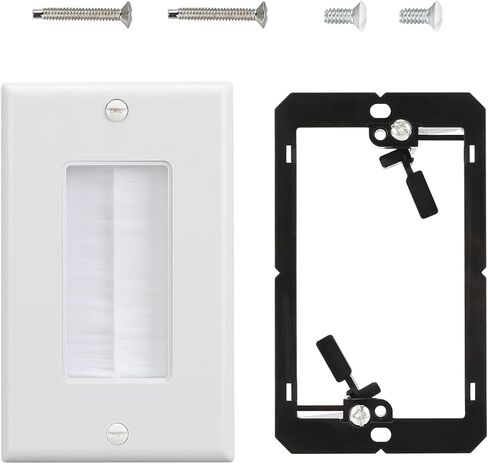 Single Gang Wall Plate Cable Pass Through for Low Voltage Wires with Bracket,Single Gang for In-Wall Cable Management,Cord Hider for Wall Mount TV,1 Packs in Saudi Arabia