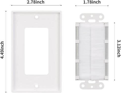 Single Gang Wall Plate Cable Pass Through for Low Voltage Wires with Bracket,Single Gang for In-Wall Cable Management,Cord Hider for Wall Mount TV,1 Packs in Saudi Arabia