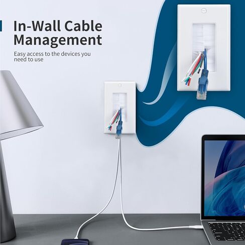 Single Gang Wall Plate Cable Pass Through for Low Voltage Wires with Bracket,Single Gang for In-Wall Cable Management,Cord Hider for Wall Mount TV,1 Packs in Saudi Arabia