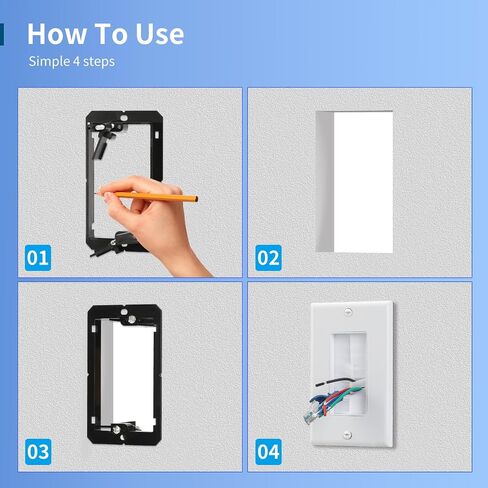 Single Gang Wall Plate Cable Pass Through for Low Voltage Wires with Bracket,Single Gang for In-Wall Cable Management,Cord Hider for Wall Mount TV,1 Packs in Saudi Arabia