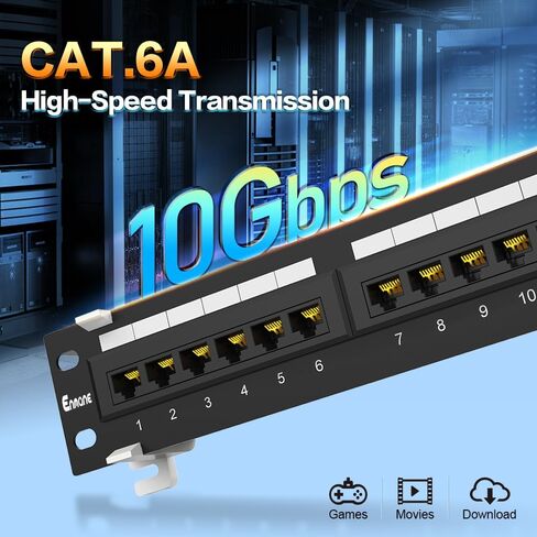 12 Port Patch Panel Cat6a لوحة تصحيح الحائط أو حامل حامل 10 بوصات متضمنة ولوحة تصحيح Ethernet لأسفل UTP لـ CAT6A ، CAT6 ، CAT5E ، CAT5 CABLING in Kuwait