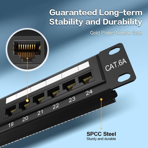 12 Port Patch Panel Cat6a لوحة تصحيح الحائط أو حامل حامل 10 بوصات متضمنة ولوحة تصحيح Ethernet لأسفل UTP لـ CAT6A ، CAT6 ، CAT5E ، CAT5 CABLING in Kuwait