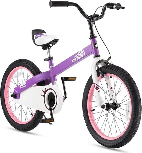 RoyalBaby Cubetube Honey 14 Inch Kids Bike Bicycle with Training Wheels, 2 Brake Styles, and Reflectors for Boys and Girls Ages 3 to 5, Purple in Kuwait