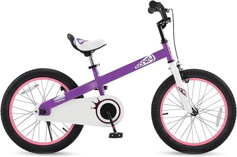 RoyalBaby Cubetube Honey 14 Inch Kids Bike Bicycle with Training Wheels, 2 Brake Styles, and Reflectors for Boys and Girls Ages 3 to 5, Purple in Kuwait