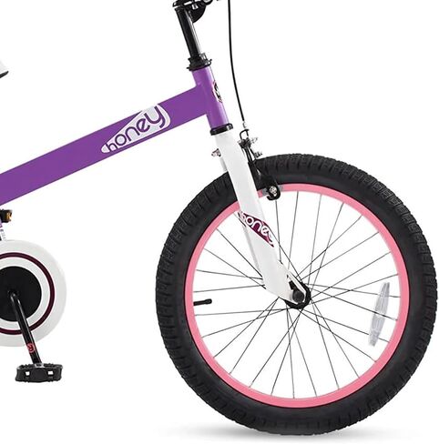 RoyalBaby Cubetube Honey 14 Inch Kids Bike Bicycle with Training Wheels, 2 Brake Styles, and Reflectors for Boys and Girls Ages 3 to 5, Purple in Kuwait