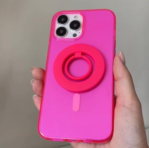 FELONY CASE - Neon Pink MagSafe Ring Grip and Stand - Version 2.0 - Improved Stronger Magnet, Magnetic Phone Ring Holder for MagSafe Compatible iPhone 16, 15, 14, 13, 12, Pro, Pro Max-Drop Protection in Kuwait