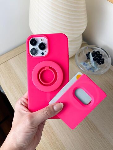 FELONY CASE - Neon Pink MagSafe Ring Grip and Stand - Version 2.0 - Improved Stronger Magnet, Magnetic Phone Ring Holder for MagSafe Compatible iPhone 16, 15, 14, 13, 12, Pro, Pro Max-Drop Protection in Kuwait