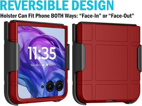 Case with Clip for Motorola RAZR+ 2024, Nakedcellphone Slim Hard Cover and [Rotating/Ratchet] Belt Hip Holster Holder for Moto RAZR Plus '24 Flip Phone (RAZR 50 Ultra) - Black Carbon Fiber Design in Saudi Arabia