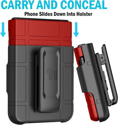 Case with Clip for Motorola RAZR+ 2024, Nakedcellphone Slim Hard Cover and [Rotating/Ratchet] Belt Hip Holster Holder for Moto RAZR Plus '24 Flip Phone (RAZR 50 Ultra) - Black Carbon Fiber Design in Saudi Arabia