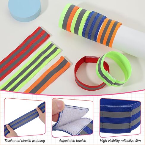 PATIKIL Reflective Bands for Wrist/Arm/Ankle/Leg, High Visibility Reflector Bands, Safety Reflector Tape Straps for Night Cycling Walking in Kuwait