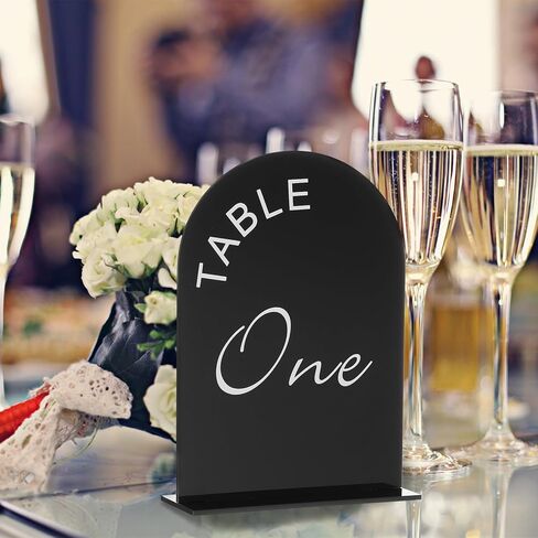uxcell 20pcs Black Arch Acrylic Sign with Stand, 5 x 7 Inch Acrylic Arch Table Number Holders for Wedding Table Centerpiece Decoration (Number 1-20) in Kuwait