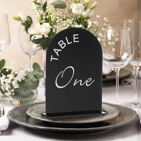 uxcell 20pcs Black Arch Acrylic Sign with Stand, 5 x 7 Inch Acrylic Arch Table Number Holders for Wedding Table Centerpiece Decoration (Number 1-20) in Kuwait