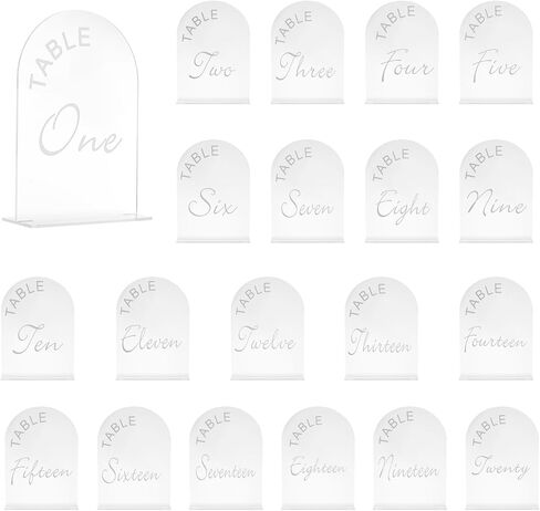 uxcell 20pcs Black Arch Acrylic Sign with Stand, 5 x 7 Inch Acrylic Arch Table Number Holders for Wedding Table Centerpiece Decoration (Number 1-20) in Kuwait