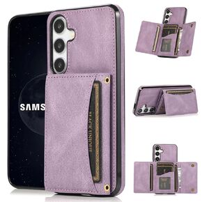 تصميم NKECXKJ لـ Galaxy S25 5G Wallet Case with Credit Card Holder Slot Pu Leather Phone Cover Stand Kickstand Shockproof Protective Cell for Samsung S 25 Women Men Girls Purple
